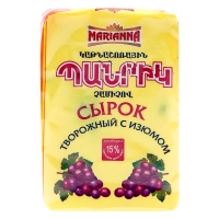 Կաթնաշոռային պանրիկ Մարիաննա չամիչով 15% 90գ